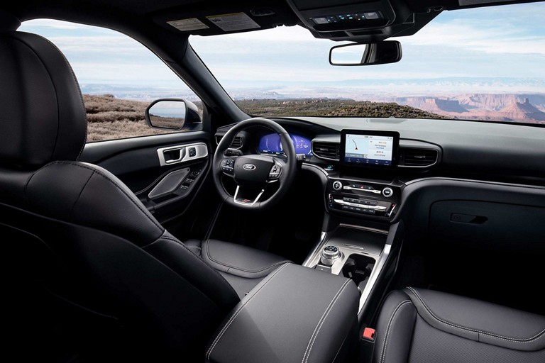 2023 Ford Explorer® ST model with leather seating surfaces with Miko® micro-perforated inserts and accent stitching